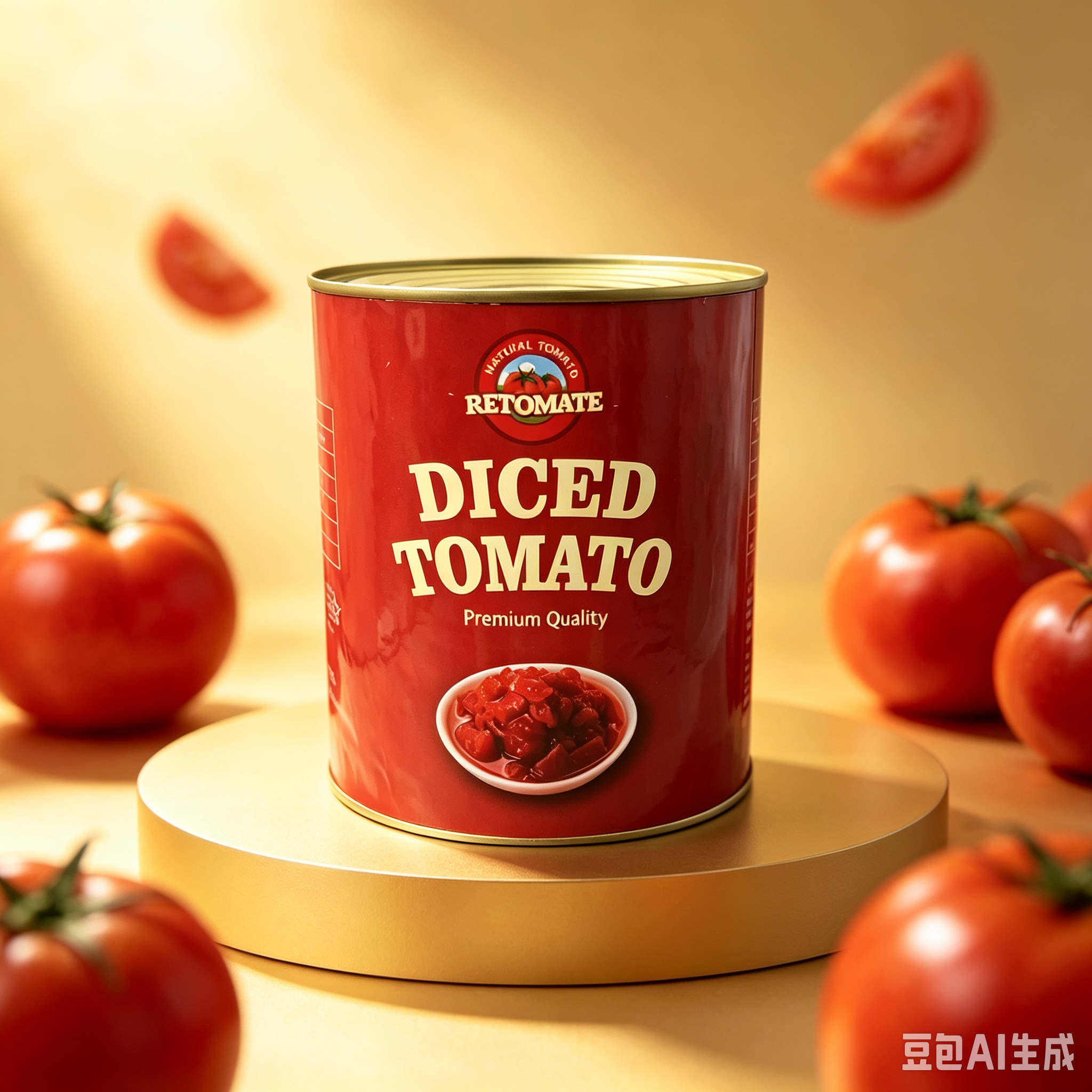 3000g Canned Diced Tomatoes in Tomato Puree with 14x14 mm Dice Size and 24