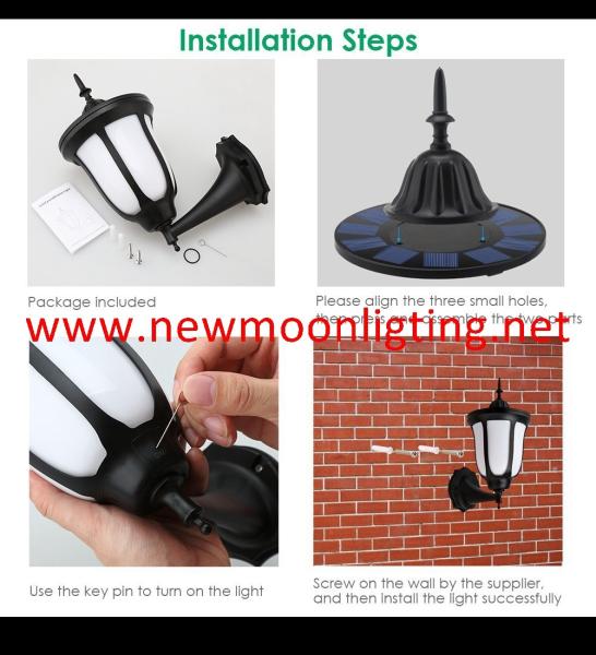 Solar Lights Flickering Flames Wall Lights 96 LED Solar Wall Lights Outdoor Dancing Flame Light Wireless Waterproof Wall