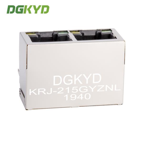 Rj45ネットワークコネクタ メタルシールド CAT 5 デュアルポート Rj45 イーサネットポート G/Y Led KRJ-215GYZNL