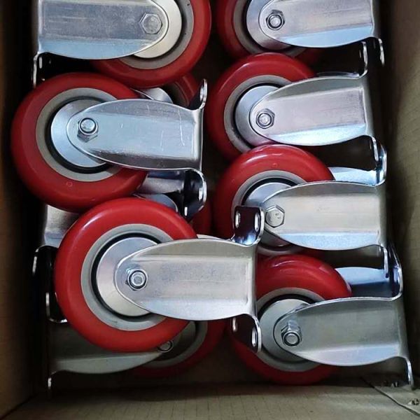 Средние рицинусы вагонетки обязанности шарнирное соединение полиуретана 4 дюймов красное катят шарикоподшипник PVC