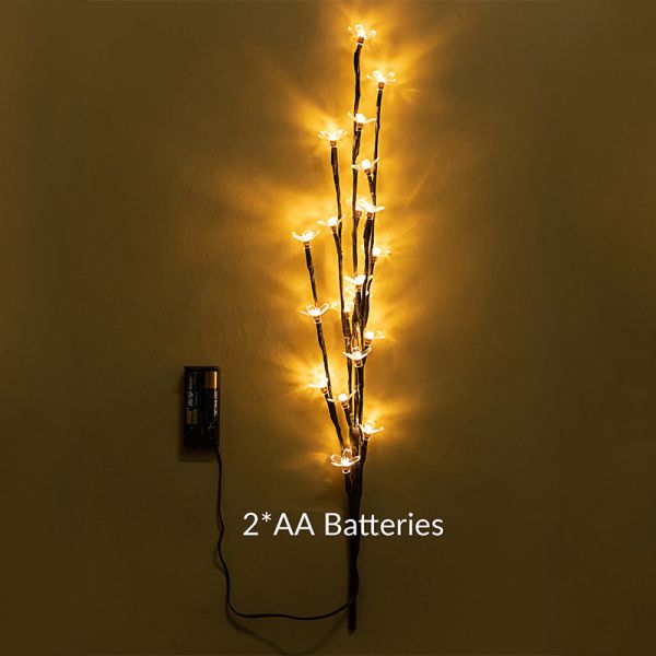 Indoor 36cm 24 Bulbs Battery Christmas Star Home Decor Led Cherry Flower Tabletop Bonsai Tree Fairy Light