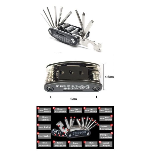 16 in 1 Hot Selling Bicycle Repair Tool Set with Multifunction muti-tool