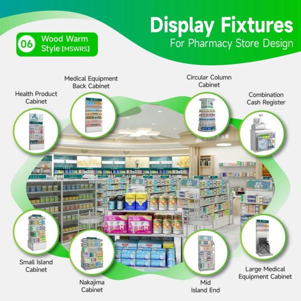 06-MSWRS Farmacia Tienda modelo con estilo cálido de madera