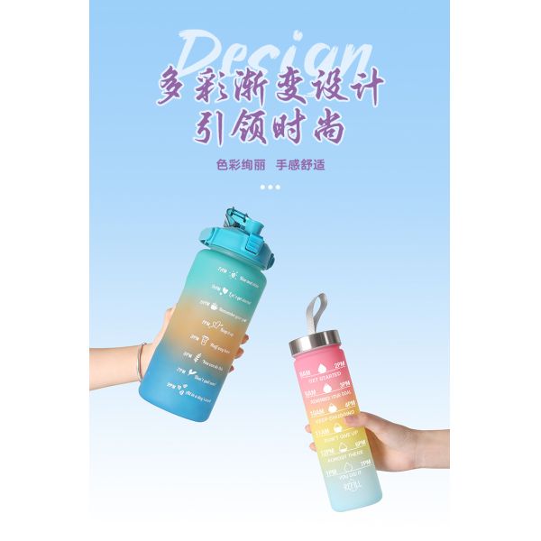 PP Food Grade Lid 4 Pcs Plastic Sport Water Bottles with Straw and Stickers for Gym Fitness