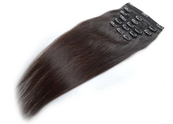 Strong Weft Virgin Human Hair Clip In Extensions Full Cuticles Attached No Shedding