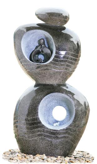 Nature's Mark Heart Couple LED Relaxation Resin Water Fountain with Authentic River Rocks grab and go river rocks