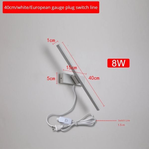 330° Rotatable LED Wall Light Minimalist black Bathroom Strip mirror front light(WH-MR-81)