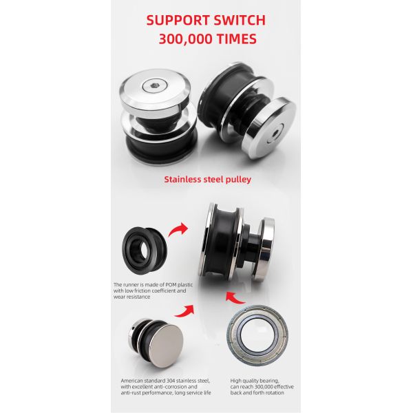 8-12 Толстое безопасное стекло оборудование стеклянная система набор аксессуары для ванной комнаты Сдвижные двери набор