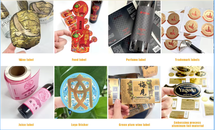 Factory Custom Embossed Private Label Packaging Set Alcoholic Whisky Juice Beer Mineral Water Drink Bottle Packaging Labels