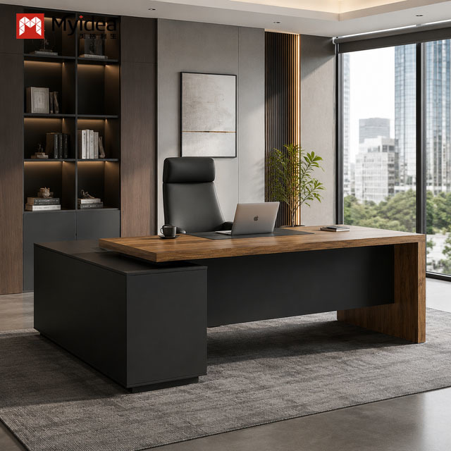 Executive Single Desk with Storage Side Cabinet – Thickened Board Construction for Durability, Designed for Managers and Team Leaders