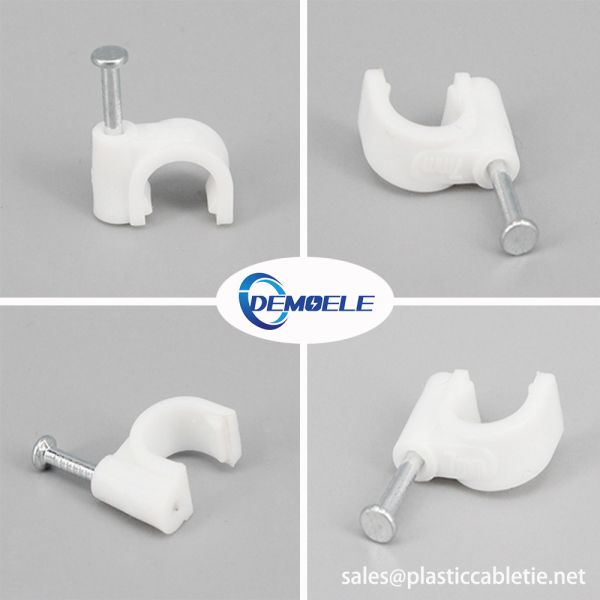 DEMOELE High Demand Products PE material Electrical Wire Plastic Round Nail Cable Wall Clips with round screw