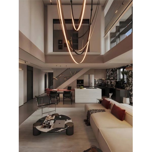 Dimmable LED Fexible Brown Black Leather Belt Chandelier (WH-NC-132)