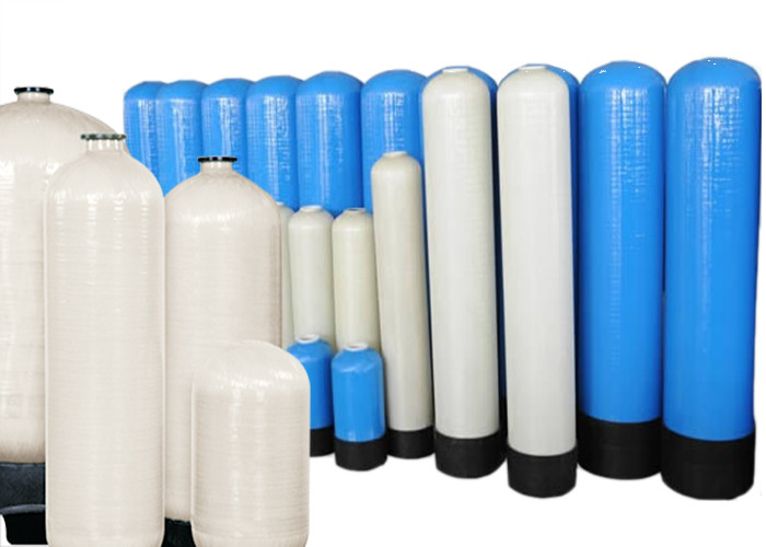Cylindrical Fiberglass FRP Water Treatment Tank , Water Pureline Vessel OEM