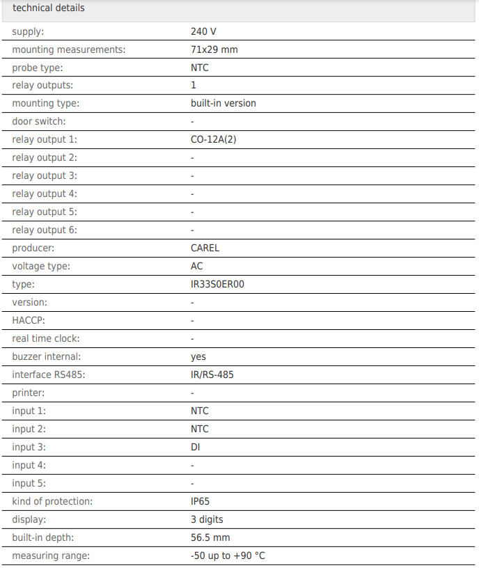 IR33S0ER00 Электронный контроллер температуры серии IR33 с диапазоном измерений от -50 до 90 °C