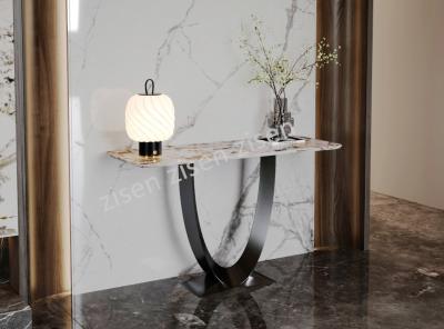 Ceramic Marble Console Table With Oval Hollow Base