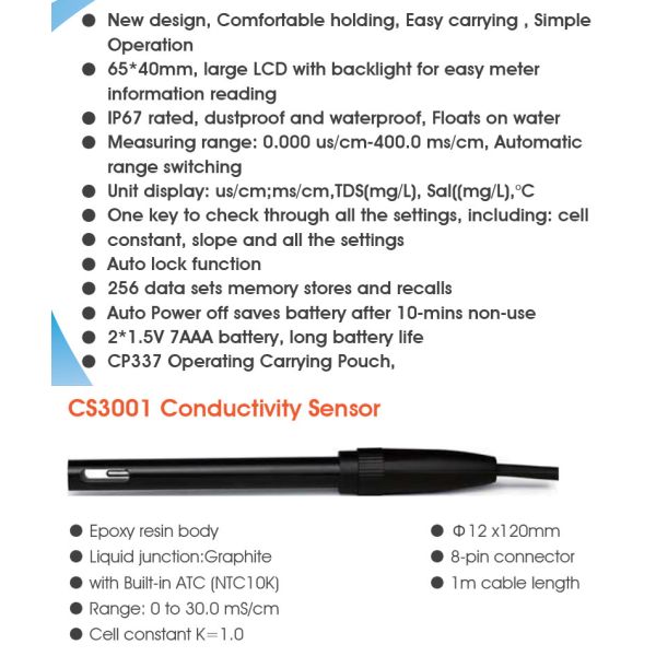 Customized Support OEM Portable Conductivity TDS Salinity Measure for Lab Research