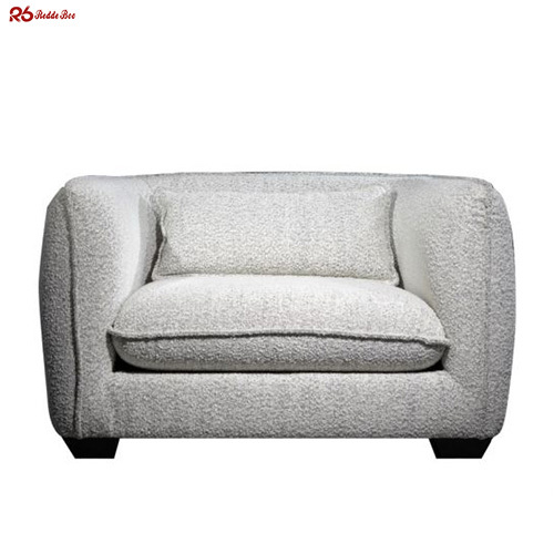 Nordic Style Teddy Fabric Single Seater Upholstered Sofa for Apartment Use