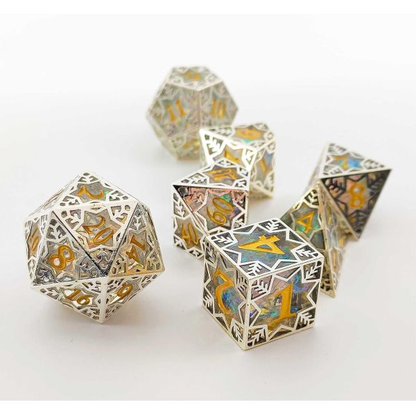 Silver Metal Frame Resin Dice Set DND#RPG#COC Dungeon And Dragon