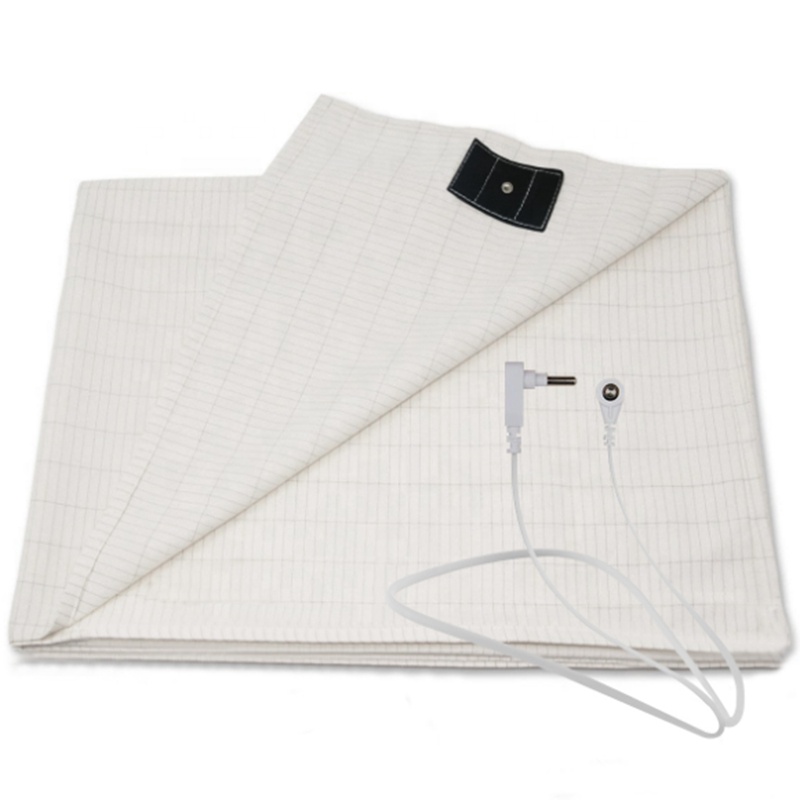 Maxsharer Organic Cotton Grounding Flat Sheet Twin Size Bedding 5% Silver Fiber with Earthing Grounding Cord Safety Product