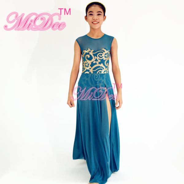 Fancy Floral Sequin Bodice Dress , Sleeveless Floor Length Dress With Leotard Under