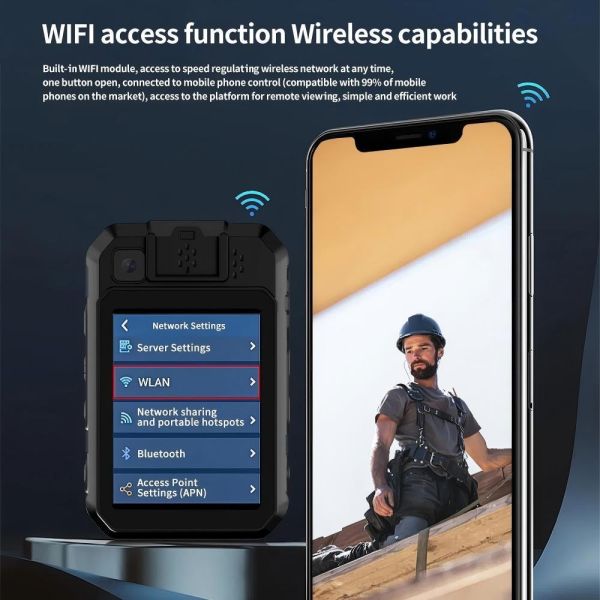 4G Wifi Bodycam Law Enforcement Recorder 2.4inch Touch LCD Display Battery 2500 Mah With SOS LED Red And Blue LED