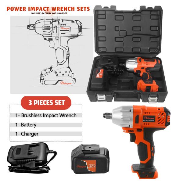 1/2'' Heavy Duty Cordless Electric Impact Wrench 20V 330N.M 4000mAh Li-Ion