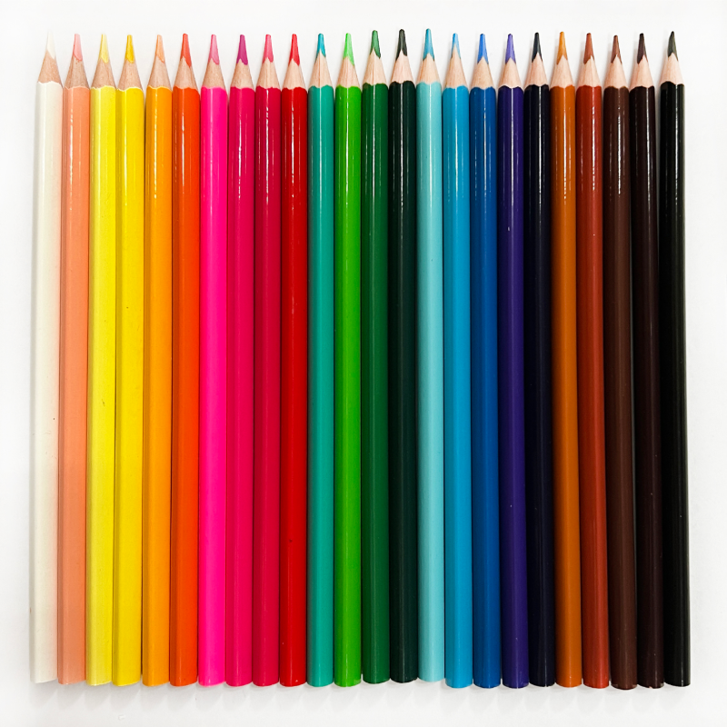 Hot Sell Premium 7 Inch 24PCS Vivid Special Colors Stationery Painting Triangle Wooden Color Pencil