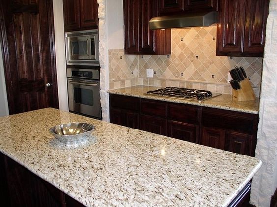 Giallo Sf Real Solid Granite Worktops For Kitchen / Bathroom White Color
