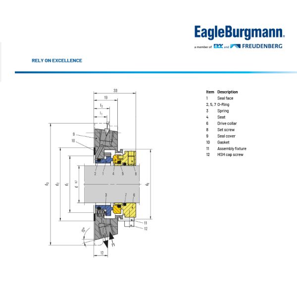MA390 MA391 Standard Cartridge Mechanical Seals EagleBurgmann Seal for Pumps