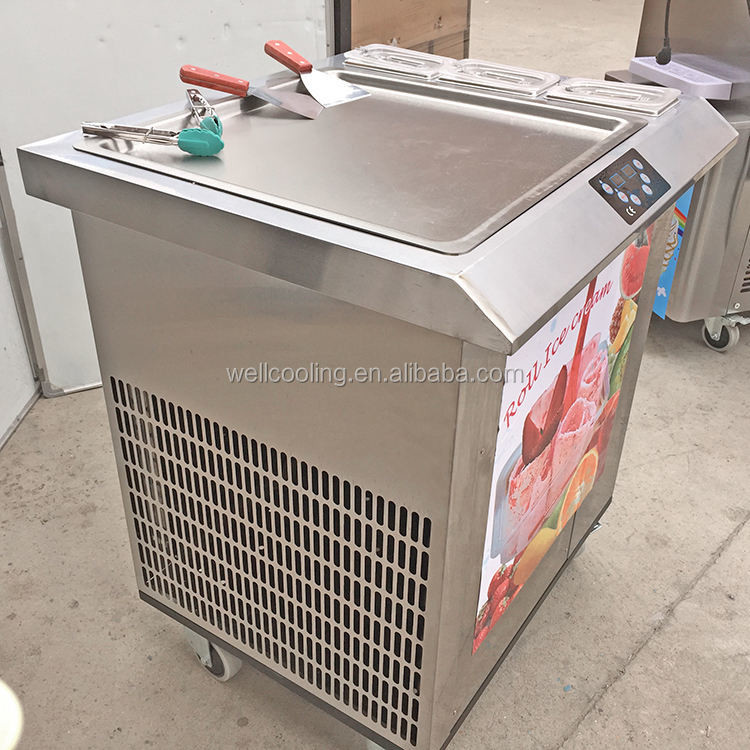 High Efficiency High Quality Single Round Pan Fried Freeze Ice Cream Roll Machine