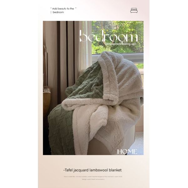 Wedding Knitted Double Sided Lamb Cashmere Plaid Blanket for Winter Warmth