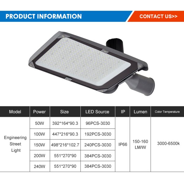 Aluminum  Roadway Garden LED Street Light  IP66 Waterproof Energy Saving