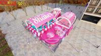 Pink Color Inflatable Water Playground 20*15m For Summer Feeling