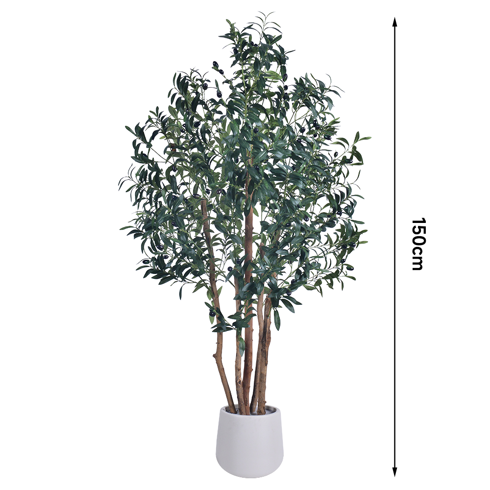 Realistic Artificial Olive Tree with Natural Trunk - 5FT 6FT 7FT, UV Resistant for Luxury Home & Hotel Lobby Decor
