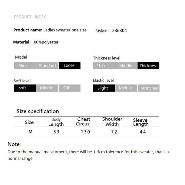 Ladies free size Long Sleeve Women s Sweaters Casual Style Bulky Sweaters