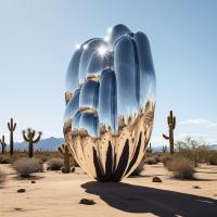 Sculpture de cactus en acier inoxydable pour la décoration de parcs publics