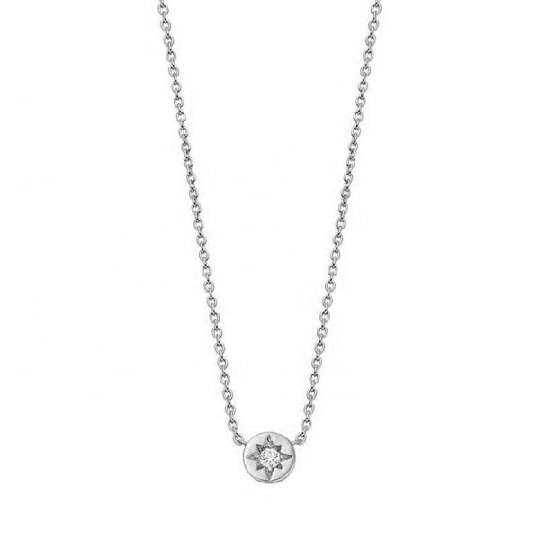 Gold Plated 925 Sterling Silver Starburst Diamond Disc Pendant Necklace for Daily Wear