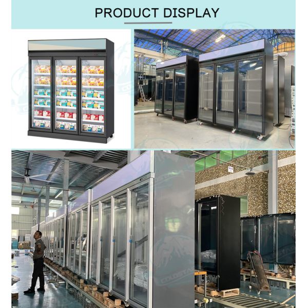 Three Glass Doors Display Freezer Commercial Refrigerator And Freezers