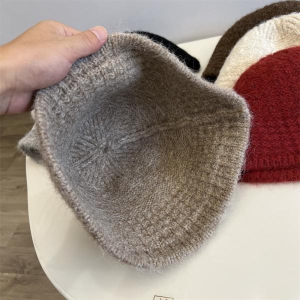 Autumn and Winter New Wool Knitted Bucket Hat for Women Knitted Jacquard Bucket Hat