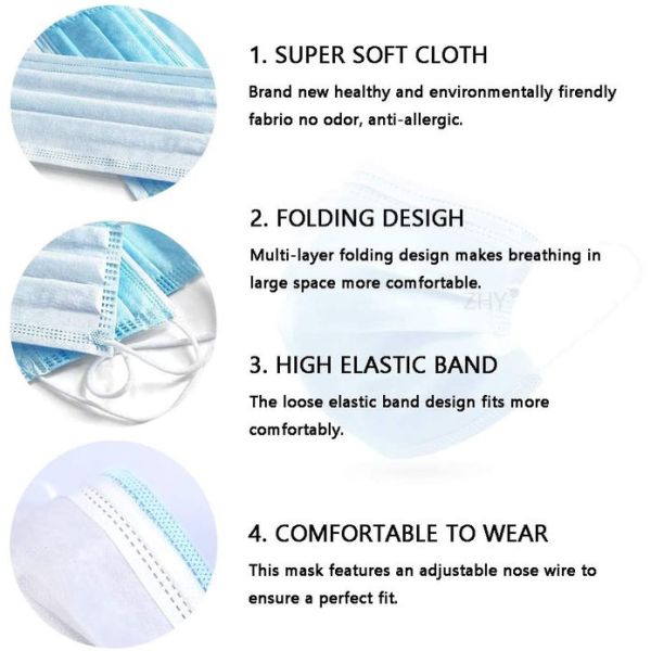 High Breathability Medical Face Mask , Odorless Disposable Protective Mask