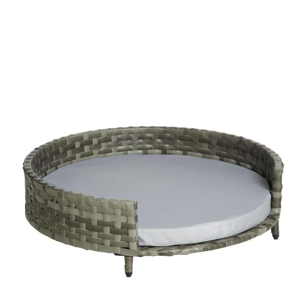 Rattan Outdoor Pet Bed Cat Dog Bed House Net Pet Basket Cool Handwoven Oval Shape Indoor