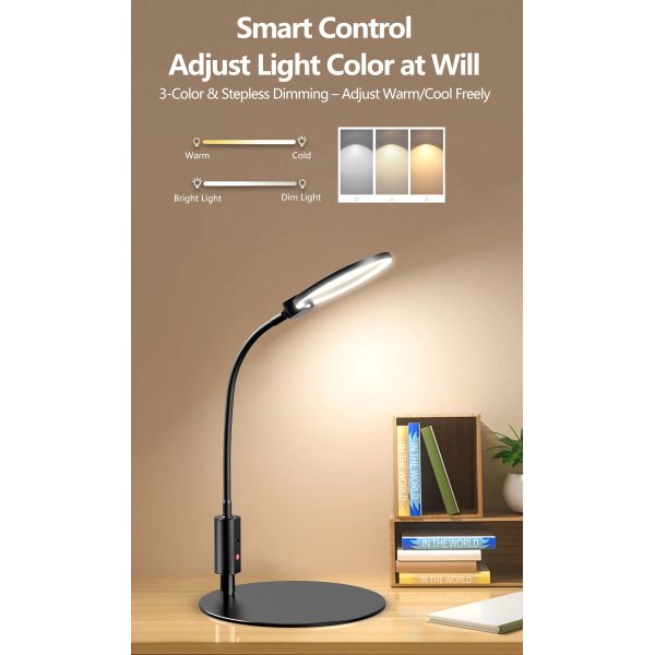 Desktop Round Magnifier With Infinity Dimming LED Lights and HD PMMA Lens Low Vision Reading and Inspection