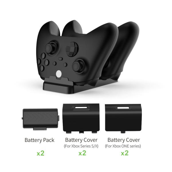 ABS Plastic Dual Charging Station Dock Charger with Rechargeable Battery for X-one Controller Game Accessories
