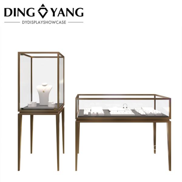 Fashion Modern Simple Popular Golden Jewellery Shop Counter Furniture , Beautiful Appearance Firm Structure