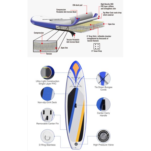 Stand Up Touring Sup Board Adventure Paddle Inflable 33inch