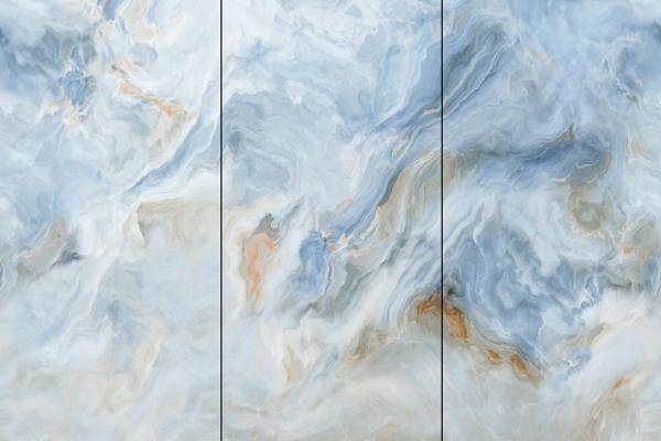 Protégé contre l'humidité 900x1800x9mm Résistant à l'usure au sol intérieur Carreaux de porcelaine poli bleu blanc vitré pour la décoration