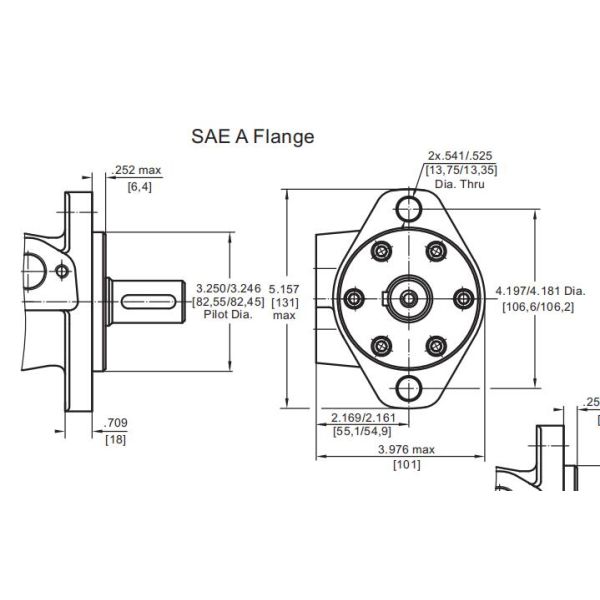 M S Hydraulic Motor MLHP80C4E Interchange 80ml/Rev 2 Bolt Flange 1'' Shaft 7/8 Oil Ports