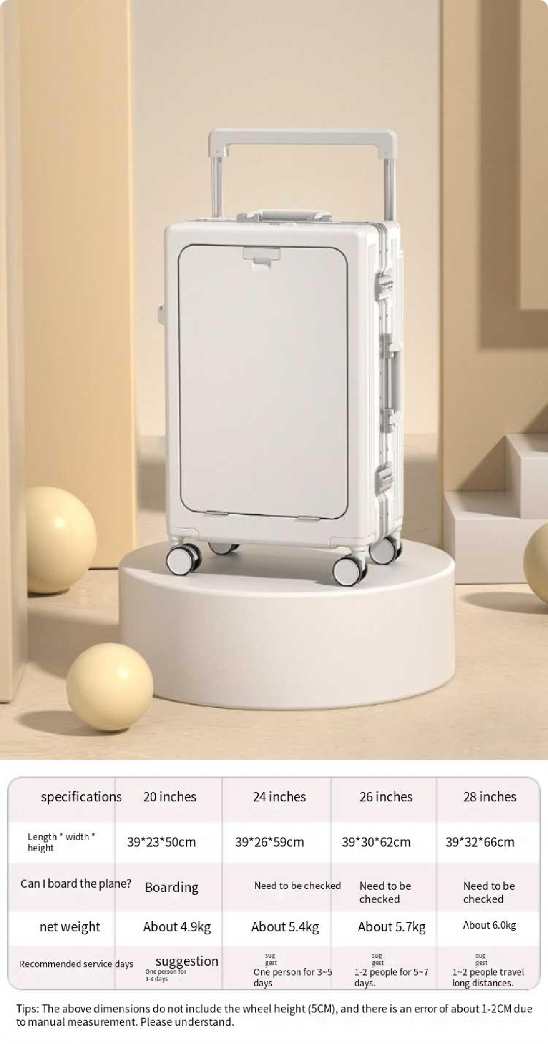 New Productideas PC TSA Lock Travel Organizer Bag Spinner Suitcase Hanging Hook USB Charging Port Convenient Tote Bag for Travel