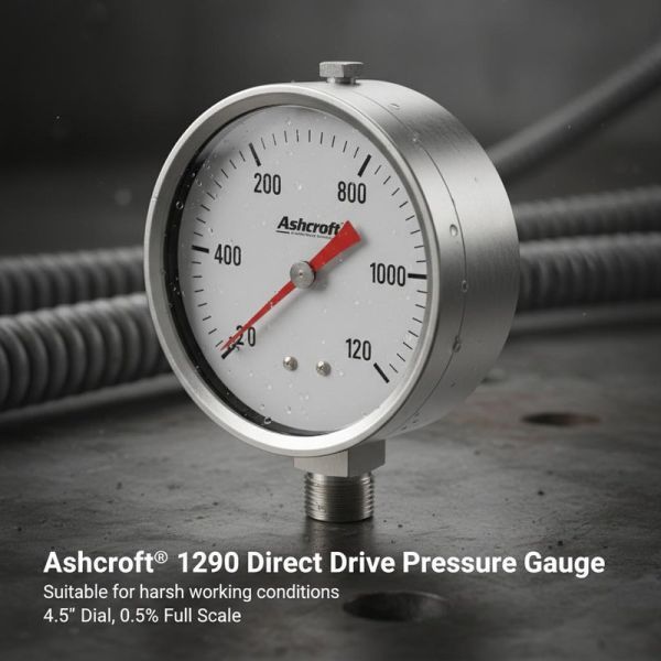 Industrial Direct Drive Pressure Gauge Stainless Steel With Severe Vibration Pulsation Ashcroft 1290