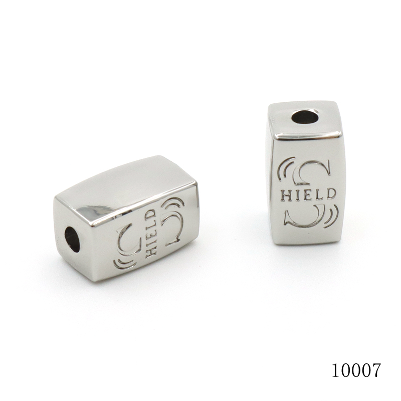 Shiny Metal Alloy Beads Rectangular Custom Engraved Beads 15x8mm For Jewelry Making Accessories